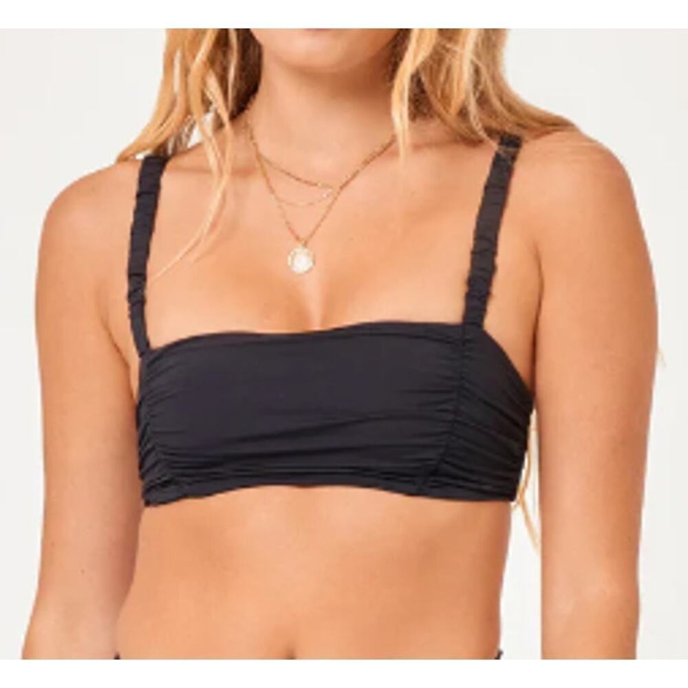 L*SPACE Joanna Bikini Ruched Top Black Small